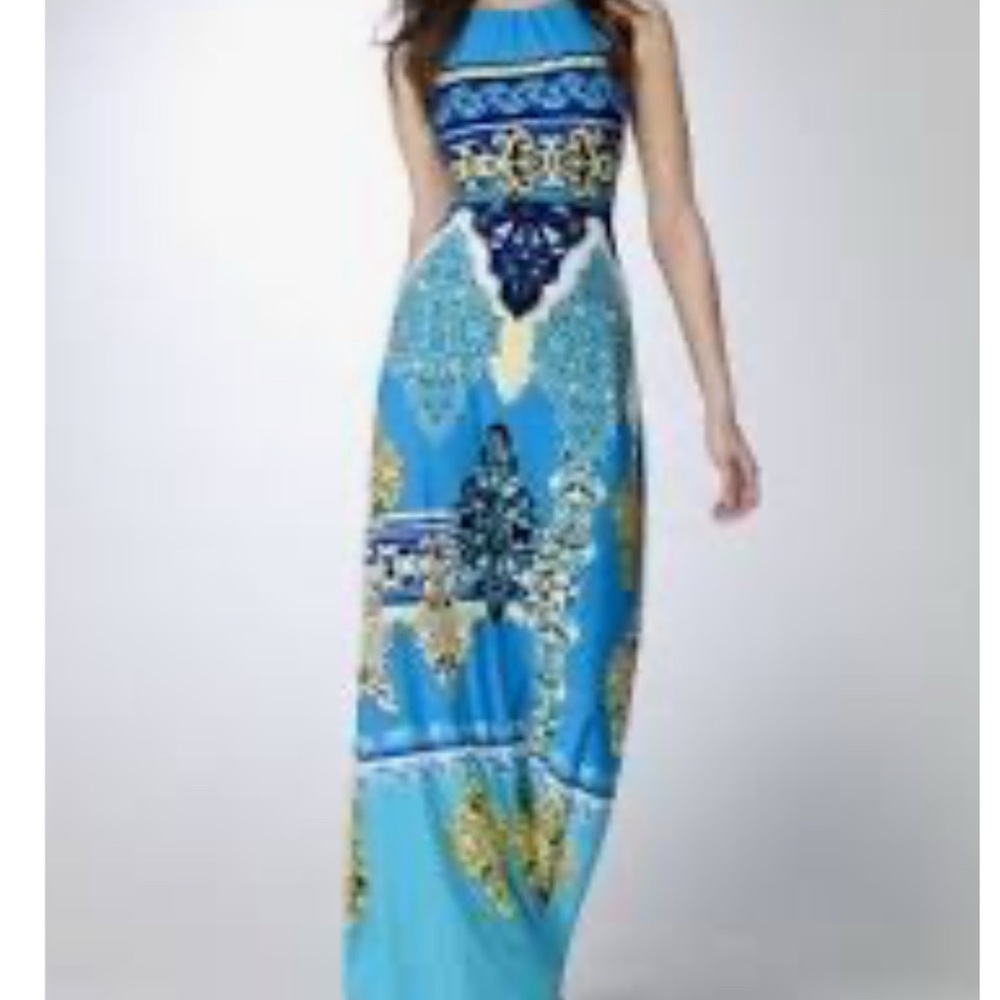 Cache Multicolor Scarf Print Sleeveless Maxi Dress, Small bnwts retails $158